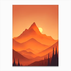 Misty Mountains Vertical Composition In Orange Tone 359 Canvas Print