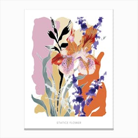 Colourful Flower Illustration Poster Statice Flower 1 Canvas Print