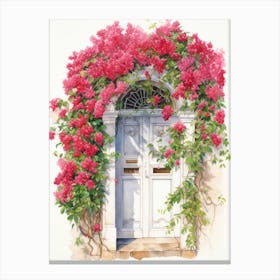 Rhodes, Greece   Mediterranean Doors Watercolour Painting 1 Canvas Print