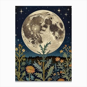 Moon In The Field Style William Morris Canvas Print