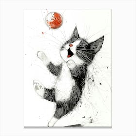 Cat Catching A Ball Canvas Print