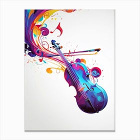 Colorful Violin With Music Notes Canvas Print