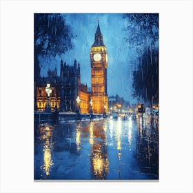 Big Ben In The Rain 1 Canvas Print