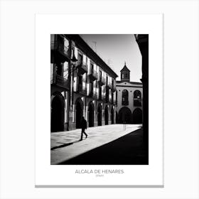 Poster Of Alcala De Henares, Spain, Black And White Analogue Photography 2 Canvas Print