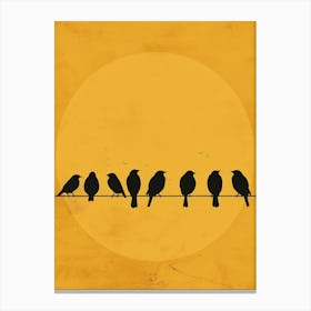 Silhouette Of Birds On A Wire 1 Canvas Print