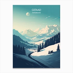 Poster Of Gstaad   Switzerland, Ski Resort Illustration 3 Canvas Print