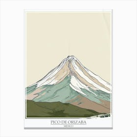 Pico De Orizaba Mexico Color Line Drawing 4 Poster Canvas Print