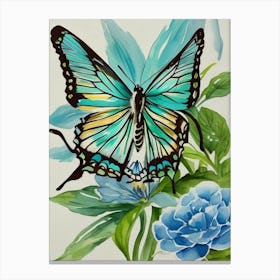 Butterfly And Flowers 5 Canvas Print