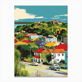 New Dorp New York Colourful Silkscreen Illustration 4 Canvas Print