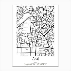 Arai,Japan Minimalist Map Stampe su tela