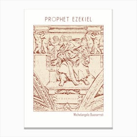 Line Art Minimalist – Prophet Ezekiel – Michelangelo Buonarroti – Classic Painting 1 Canvas Print