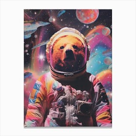 Astronaut Bear Space Collage Canvas Print