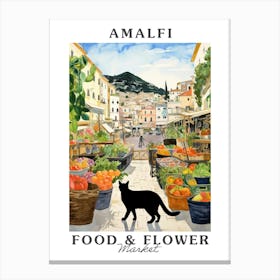 Food Market With Cats In Amalfi 2 Poster Canvas Print