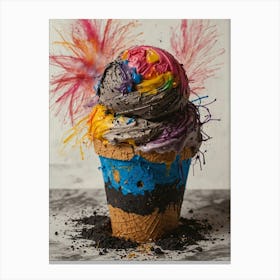 Colorful Ice Cream Cone Canvas Print