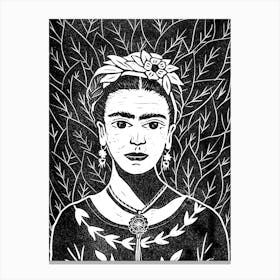 Frida Kahlo Lino Print Canvas Print