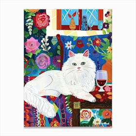 Tea Time With A Angora Cat 7 Canvas Print