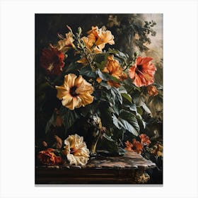Baroque Floral Still Life Hibiscus 1 Canvas Print