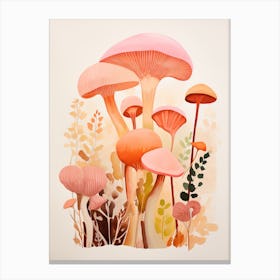 Watercolor Inspired Mushroom Bonatical Painting 1 Canvas Print