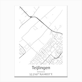 Teijlingen,Netherlands Minimalist Map Canvas Print