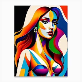 Abstract Geometric Cubism Woman Portrait Pablo Picasso Style (14) Canvas Print