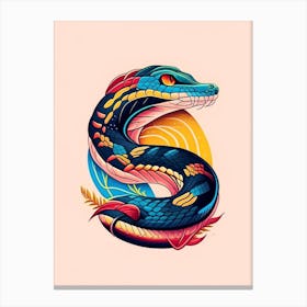 Coastal Taipan Snake Tattoo Style Canvas Print