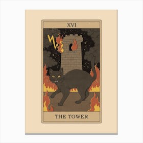 The Tower   Cats Tarot Canvas Print