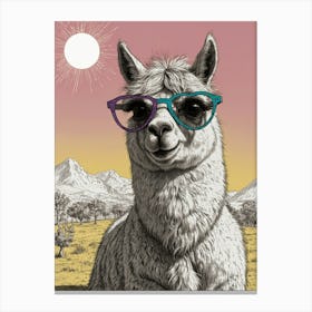 Llama With Glasses 4 Canvas Print