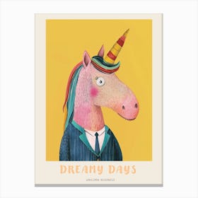Pastel Unicorn In A Suit 2 Poster Canvas Print