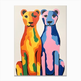 Colourful Kids Animal Art Mountain Lion 3 Canvas Print