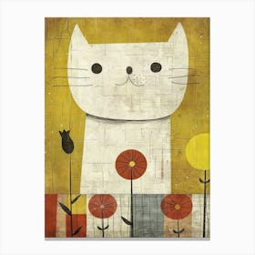 Cat With Flowers 14 Canvas Print