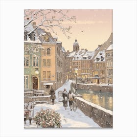 Vintage Winter Illustration Copenhagen Denmark 4 Canvas Print