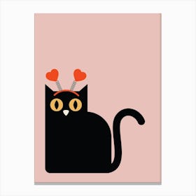 Valentines Black Cat Canvas Print