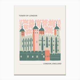 Tower Of London   London, England, Warm Colours Illustration Travel Poster 2 Canvas Print