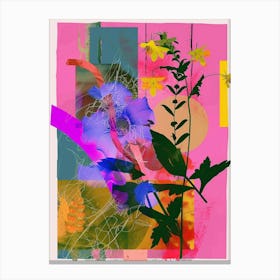 Larkspur 4 Neon Flower Collage Canvas Print