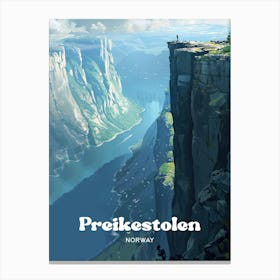 Preikestolen Norway Tourist Destination Digital Travel Illustration Canvas Print