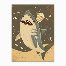 A Shark & Popcorn Muted Pastels 1 Canvas Print