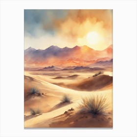 Watercolor Desert Landscape Canvas Print