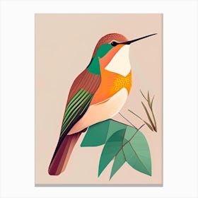 Rufous Hummingbird Bold Graphic Canvas Print
