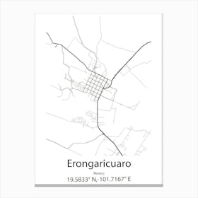 Erongaricuaro,Mexico Minimalist Map Canvas Print