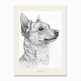 Furry Wire Haired Dog Line Sketch 1 Poster Canvas Print