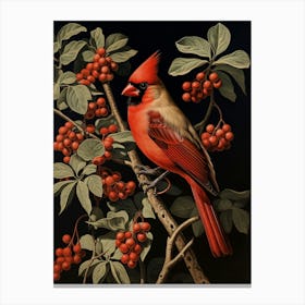 Dark And Moody Botanical Northern Cardinal 1 Canvas Print