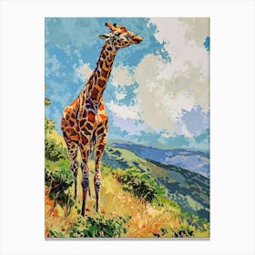 Giraffe On A Hill Illustration 3 Canvas Print