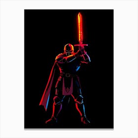 Warrior Neon Color Silhouette Canvas Print