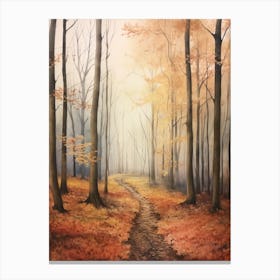 Autumn Forest Landscape The Forest Of Soignes Belgium Canvas Print