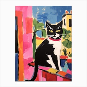 Painting Of A Cat In Malaga Spain 5 Canvas Print