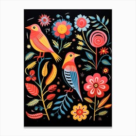 Folk Bird Illustration Cuckoo 1 Canvas Print