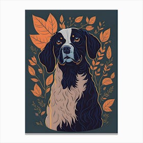 Floral Dog Portrait Boho Minimalism (41) Canvas Print