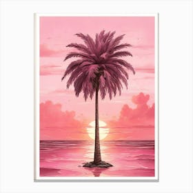 Pink Palm Tree Sunset Art Print 1 Canvas Print