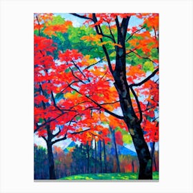 Red Maple Tree Cubist Canvas Print