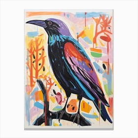 Colourful Bird Painting Crow 2 Canvas Print